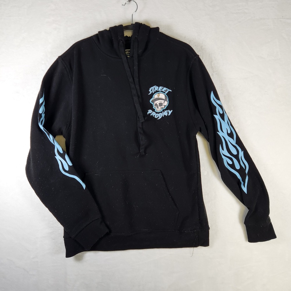 Street Prodigy Bleeker & Mercer Hoodie Mens Black‎ Skull Flames Graphic